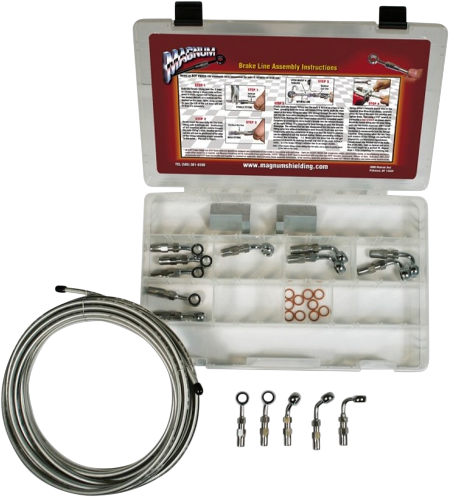 MAGNUM SHIELDING BYO Brake Line Basic Builder Kit - Chrome 399005 - Team Dream Rides