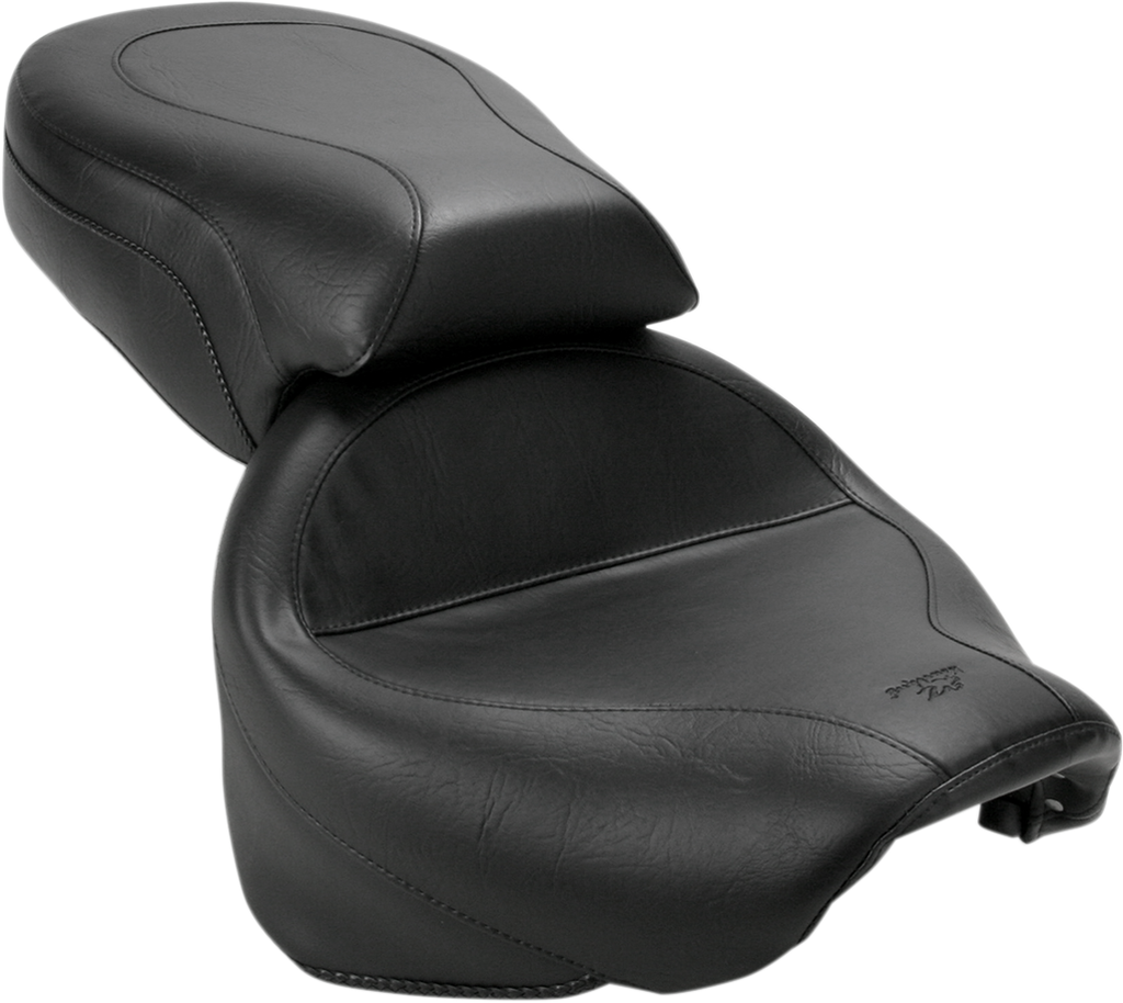 MUSTANG Seat - Vintage - Wide - Touring - Without Driver Backrest - Two-Piece - Smooth - Black 75217 - Team Dream Rides