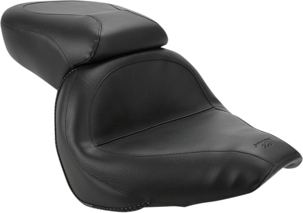 MUSTANG Seat - Vintage - Wide - Touring - Without Driver Backrest - One-Piece - Smooth - Black - VLX600 75794 - Team Dream Rides