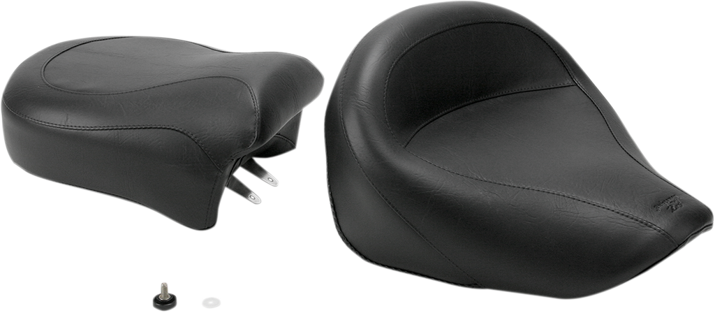 MUSTANG Seat - Vintage - Wide - Touring - Without Driver Backrest - Two-Piece - Smooth - Black - VZ800 75818 - Team Dream Rides