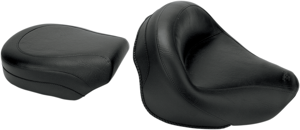 MUSTANG Seat - Vintage - Wide - Touring - Without Driver Backrest - Two-Piece - Smooth - Black - VN1600 75891 - Team Dream Rides