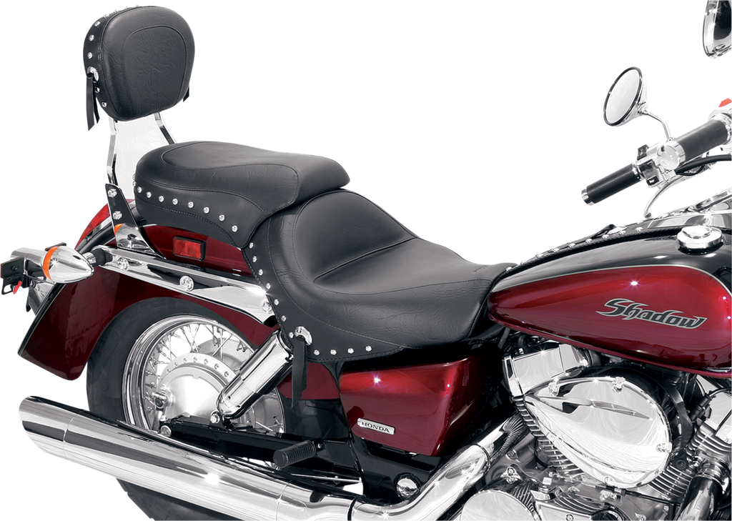 MUSTANG Seat - Wide - Touring - Without Backrest - Two-Piece - Chrome Studded - Black w/Conchos - 750Aero 76520 - Team Dream Rides