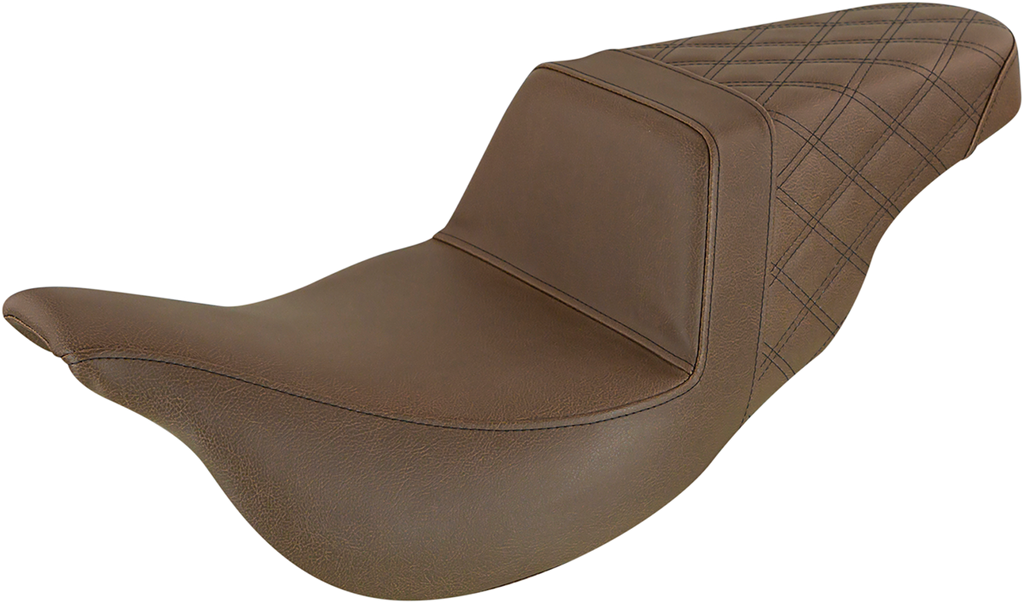 SADDLEMEN Step-Up Seat with Extended Reach for Harley FL 2008-2024, Brown - Part 808-07B-173BREX