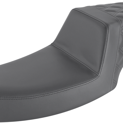 SADDLEMEN Step-Up Seat - Rear Lattice Stitch - Black - FXD 891-04-173 - Team Dream Rides