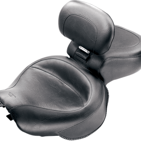 MUSTANG Seat - Vintage - Wide - Touring - With Driver Backrest - One-Piece - Smooth - Black - VT1100 79239 - Team Dream Rides