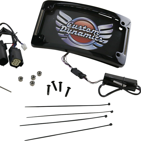 CUSTOM DYNAMICS Curved Aluminum License Plate Frame with LED Lighting – Black TF06-BCM-B