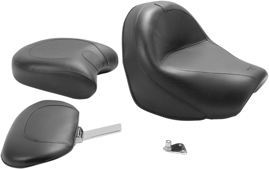 MUSTANG Seat - Vintage - Wide - Touring - With Driver Backrest - Two-Piece - Smooth - Black - VL 79283 - Team Dream Rides