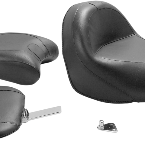 MUSTANG Seat - Vintage - Wide - Touring - With Driver Backrest - Two-Piece - Smooth - Black - VL 79283 - Team Dream Rides