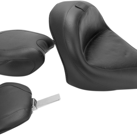 MUSTANG Seat - Vintage - Wide - Touring - With Driver Backrest - One-Piece - Smooth - Black - VTX1300 79327 - Team Dream Rides