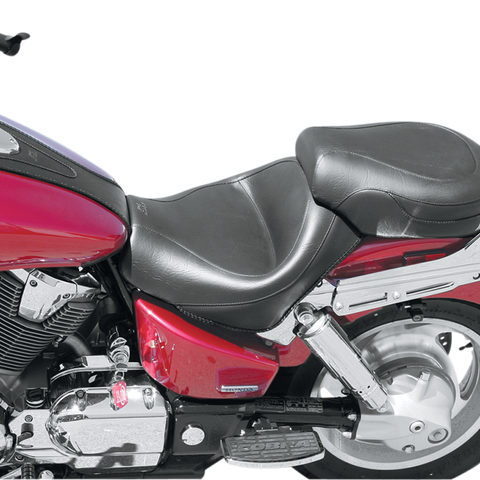 MUSTANG Seat - Vintage - Wide - Touring - Without Driver Backrest - Two-Piece - Smooth - Black 75921 - Team Dream Rides