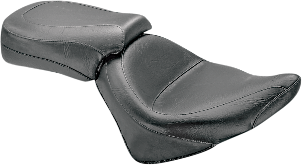 MUSTANG Seat - Vintage - Wide - Touring - Without Driver Backrest - Two-Piece - Smooth - Black - Vegas 76511 - Team Dream Rides