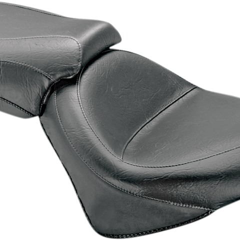 MUSTANG Seat - Vintage - Wide - Touring - Without Driver Backrest - Two-Piece - Smooth - Black - Vegas 76511 - Team Dream Rides