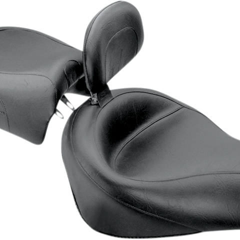 MUSTANG Seat - Vintage - Wide - Touring - With Driver Backrest - Two-Piece - Smooth - Black - Valkyrie 79141 - Team Dream Rides