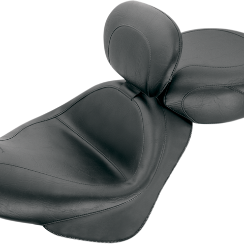 MUSTANG Seat - Vintage - Wide - Touring - With Driver Backrest - Two-Piece - Smooth - Black - VTX18 79341 - Team Dream Rides