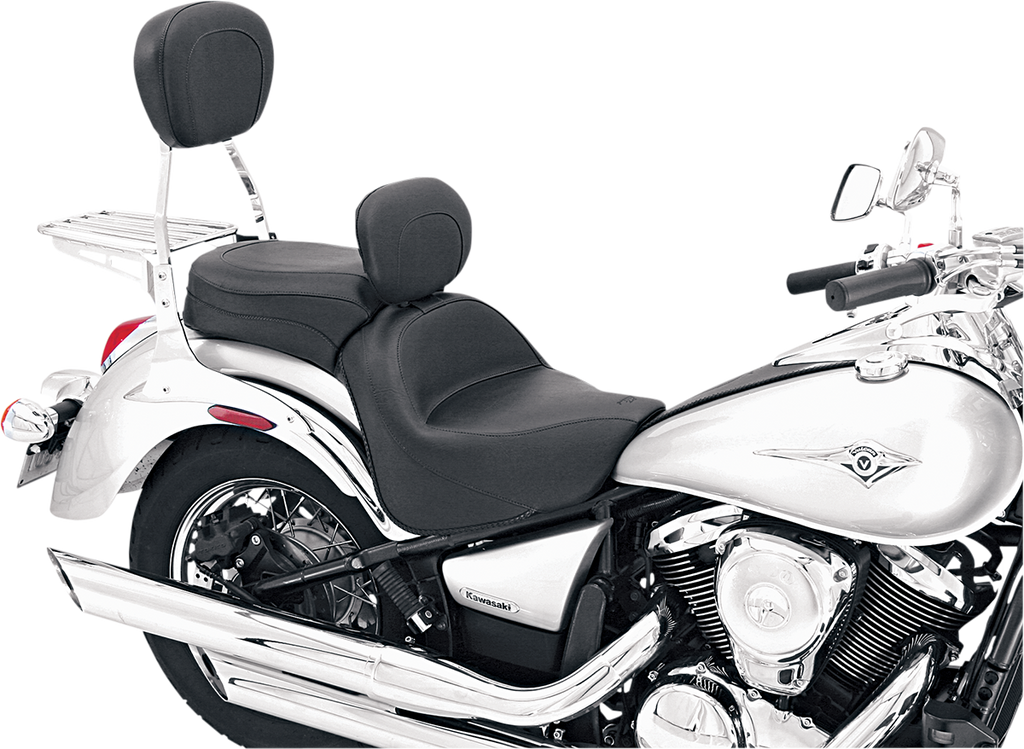 MUSTANG Seat - Vintage - Wide - Touring - With Driver Backrest - One-Piece - Smooth - Black - VN900 79417 - Team Dream Rides