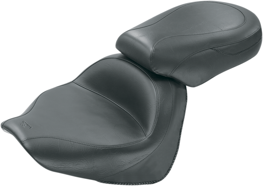 MUSTANG Seat - Vintage - Wide - Touring - Without Driver Backrest - Two-Piece - Smooth - Black 76563 - Team Dream Rides