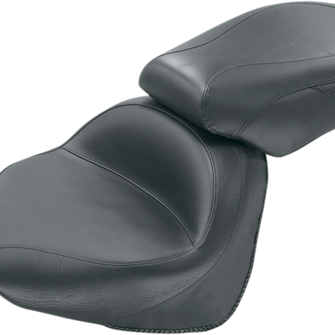 MUSTANG Seat - Vintage - Wide - Touring - Without Driver Backrest - Two-Piece - Smooth - Black 76563 - Team Dream Rides