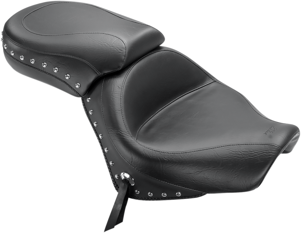 MUSTANG Seat - Wide - Touring - Without Backrest - Two-Piece - Chrome Studded - Black w/Conchos - Spirit 750 76160 - Team Dream Rides