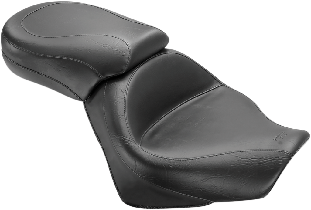 MUSTANG Seat - Vintage - Wide - Touring - Without Driver Backrest - Two-Piece - Smooth - Black 76161 - Team Dream Rides