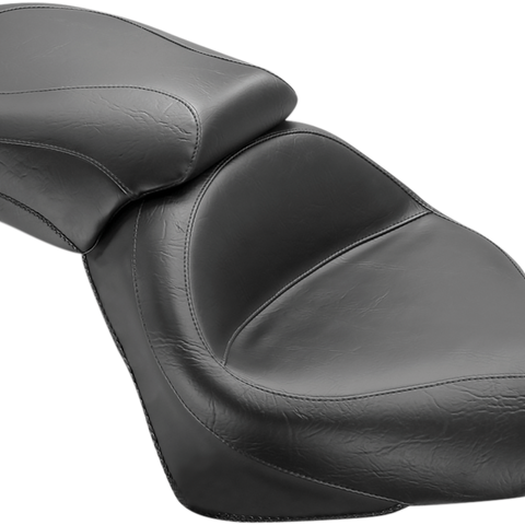 MUSTANG Seat - Vintage - Wide - Touring - Without Driver Backrest - Two-Piece - Smooth - Black 76161 - Team Dream Rides