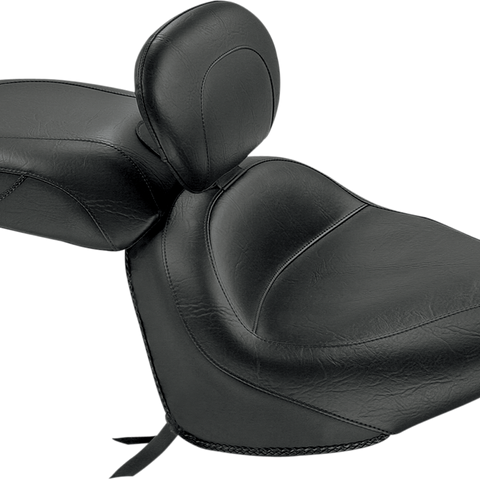 MUSTANG Seat - Vintage - Wide - Touring - With Driver Backrest - Two-Piece - Smooth - Black - Raider 79551 - Team Dream Rides