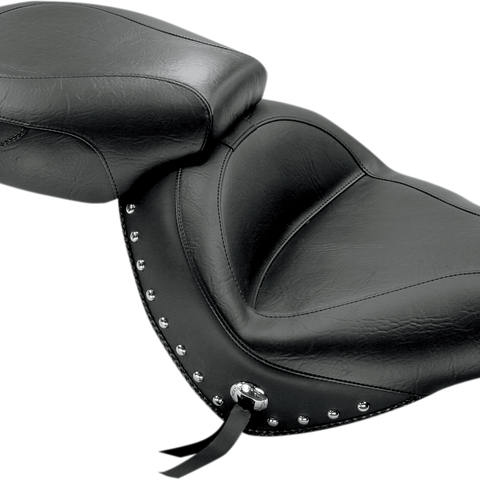 MUSTANG Seat - Wide - Touring - Without Backrest - Two- Piece - Chrome Studded - Black w/Conchos - VTX1300C 76190 - Team Dream Rides