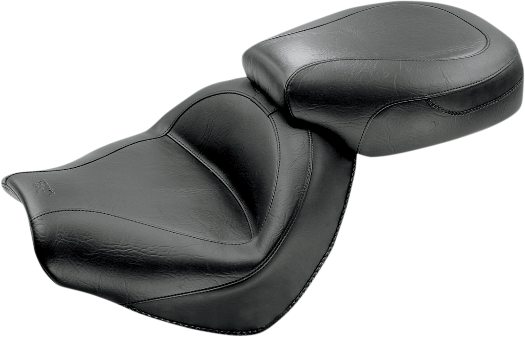 MUSTANG Seat - Vintage - Wide - Touring - Without Driver Backrest - Two-Piece - Smooth - Black 76191 - Team Dream Rides