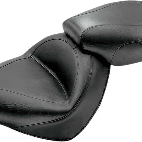 MUSTANG Seat - Vintage - Wide - Touring - Without Driver Backrest - Two-Piece - Smooth - Black 76191 - Team Dream Rides