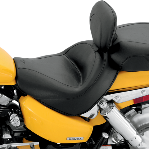 MUSTANG Seat - Vintage - Wide - Touring - With Driver Backrest - Two-Piece - Smooth - Black - VTX1300 79561 - Team Dream Rides
