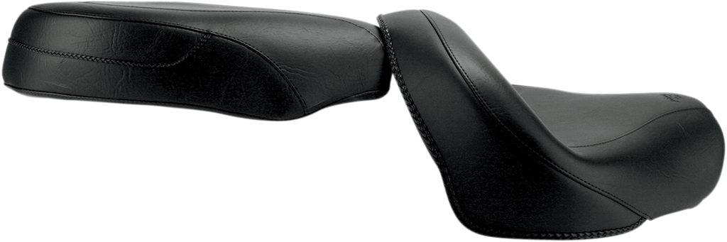 MUSTANG Seat - Vintage - Wide - Touring - Without Driver Backrest - Two-Piece - Smooth - Black 76071 - Team Dream Rides