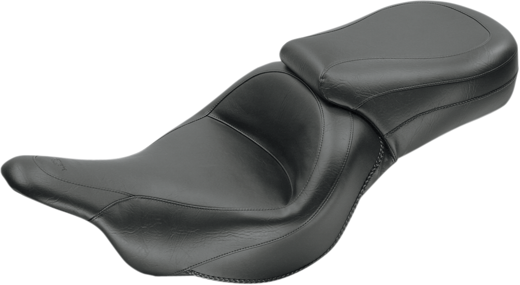 MUSTANG Seat - Vintage - Wide - Touring - Without Driver Backrest - One-Piece - Smooth - Black - Vulcan 76601 - Team Dream Rides