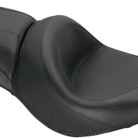 MUSTANG Seat - Vintage - Wide - Touring - Without Driver Backrest - One-Piece - Smooth - Black - Vaquero 76287 - Team Dream Rides