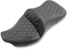 SADDLEMEN Extended Reach RoadSofa™ Seat for FL 2008-2024 with Lattice Stitching, Without Backrest, Heated - Part Number 808-07B-184HCT
