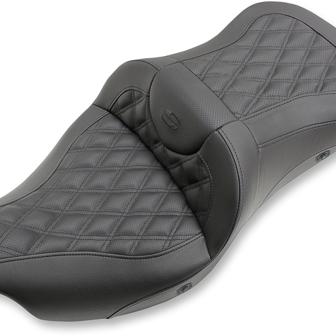 SADDLEMEN Extended Reach RoadSofa™ Seat for FL 2008-2024 with Lattice Stitching, Without Backrest, Heated - Part Number 808-07B-184HCT