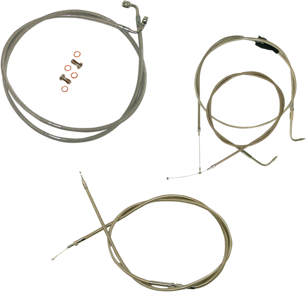 LA CHOPPERS Handlebar Cable/Brake Line Kit - Mini Ape Hanger Handlebars - Stainless Steel LA-8005KT-08 - Team Dream Rides