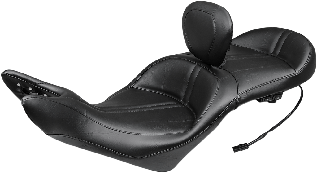 MUSTANG One-Piece Touring Seat - Heated - w/ Driver Backrest - Black 79723 - Team Dream Rides