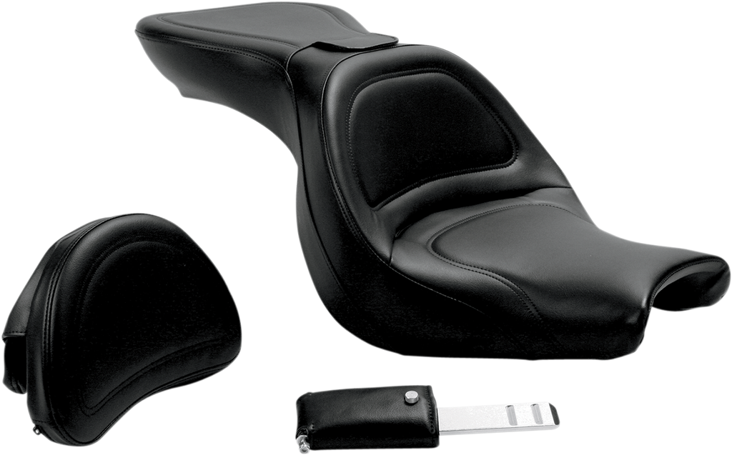 SADDLEMEN Seat - Explorer* - with Backrest - Stitched - Black - V750 Aero H04-13-030 - Team Dream Rides