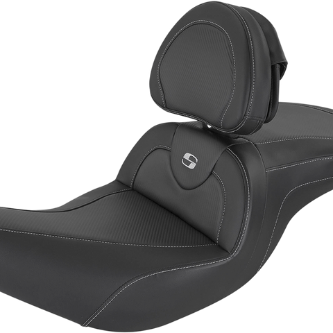 SADDLEMEN Roadsofa* Seat - Carbon Fiber - Includes Backrest - Black - Indian I14-07-185BR - Team Dream Rides
