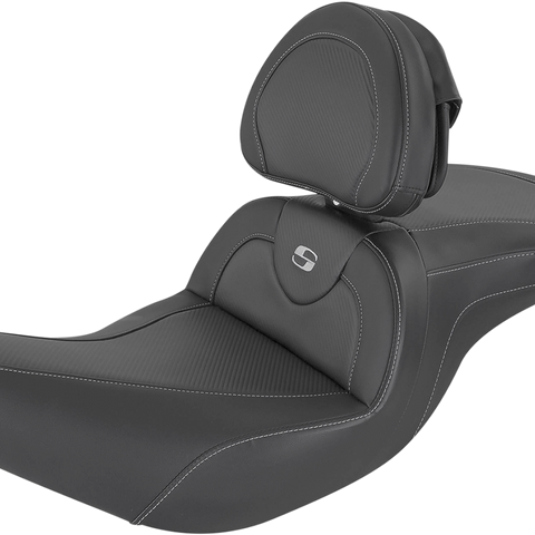 SADDLEMEN Heated Roadsofa* Seat - Carbon Fiber - Includes Backrest - Black - Indian I14-07-185BRHCT - Team Dream Rides