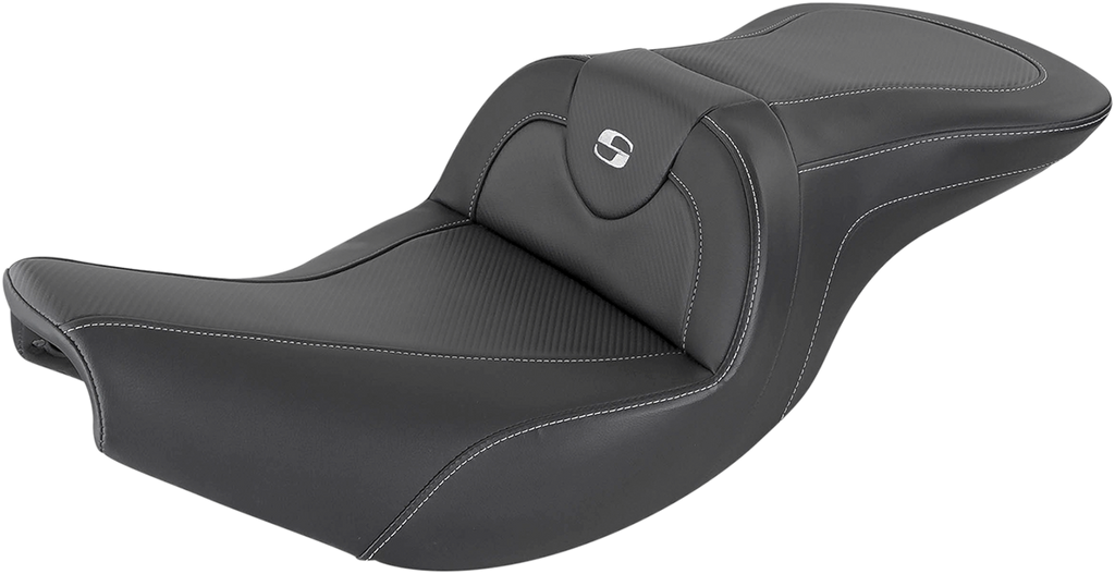 SADDLEMEN Heated Roadsofa* Seat - Carbon Fiber - Without Backrest - Black I14-07-185HCT - Team Dream Rides