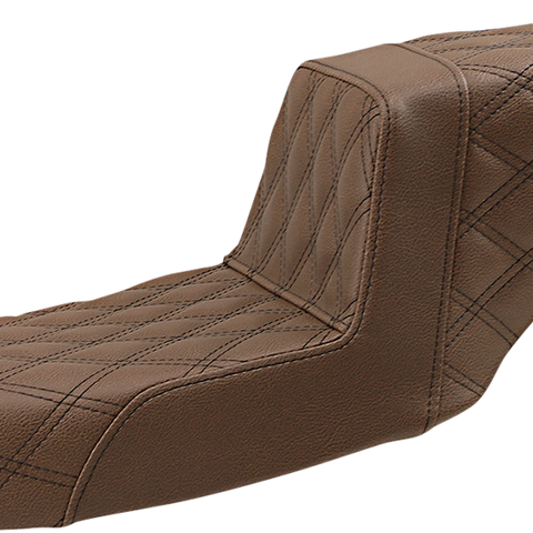 SADDLEMEN Step-Up Seat with Full Lattice Stitch for Harley Dyna 891-04-175BR