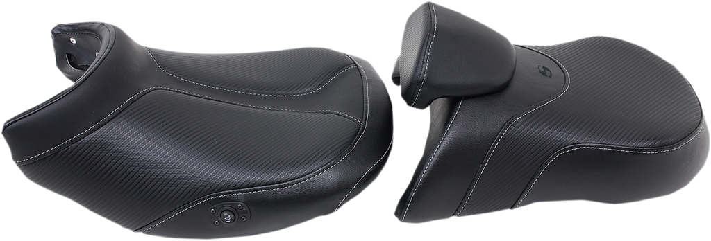 SADDLEMEN Seat - Adventure Tour - Two-Piece - Low - With Lumbar Backrest - Stitched - Black - Heated 0810-BM33LRHCT - Team Dream Rides