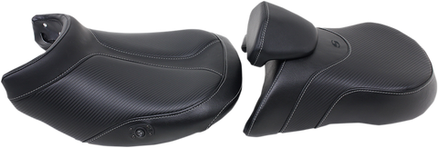 SADDLEMEN Seat - Adventure Tour - Two-Piece - Low - With Lumbar Backrest - Stitched - Black - Heated 0810-BM33LRHCT - Team Dream Rides