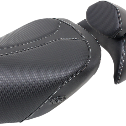 SADDLEMEN Seat - Adventure Tour - Two-Piece - Standard - With Lumbar Backrest - Stitched - Black - Heated 0810-BM33RHCT - Team Dream Rides