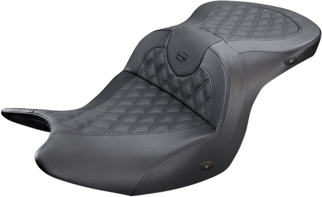 SADDLEMEN Roadsofa* Seat - Without Backrest - Full Lattice Stitch - Black - Heated - GL H18-07-182HCT - Team Dream Rides