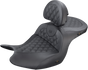 SADDLEMEN Roadsofa* Seat - With Backrest - Full Lattice Stitch - Black - Heated - GL H18-07-182BRHCT - Team Dream Rides