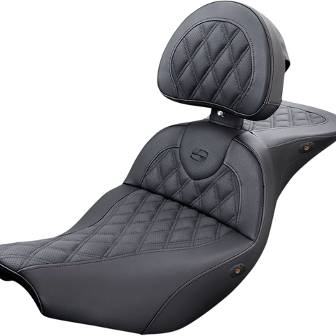 SADDLEMEN Roadsofa* Seat - With Backrest - Full Lattice Stitch - Heated - Black - Indian I14-07-182BRHCT - Team Dream Rides