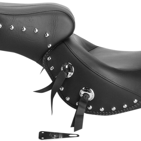 MUSTANG Seat - Wide - Touring - Without Backrest - One-Piece - Chrome Studded - Black w/Conchos - VT1100 75008 - Team Dream Rides