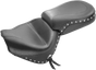 MUSTANG Seat - Wide - Touring - Without Backrest - Two-Piece - Chrome Studded - Black w/Conchos - Roadstar 75216 - Team Dream Rides