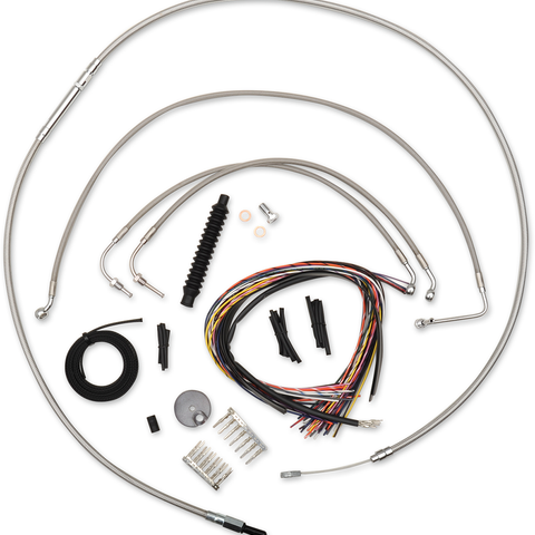 LA CHOPPERS Handlebar Cable/Brake Line Kit - Complete - Mini Handlebars - Stainless LA-8010KT2-08 - Team Dream Rides